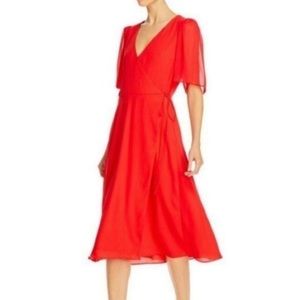 Alice + Olivia Siri Wrap Midi Dress, Red